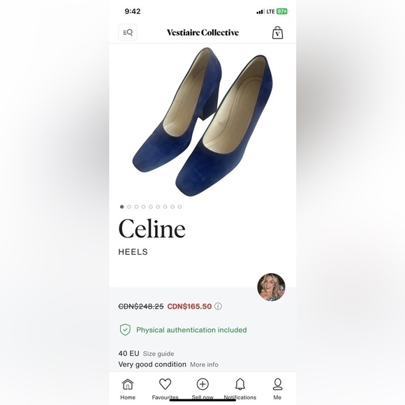 Celine Deep Blue Suede Heels - Picture 2 of 16